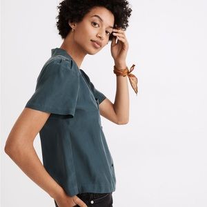 Madewell Silk Puff Sleeve Camp Shirt XL